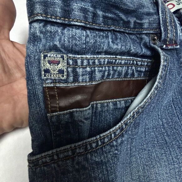 VTG Paco Jeans Carpenter Men's 32X28 Skate Baggy Dark Logo Y2K Faux Leather GUC‎ - Picture 7 of 12